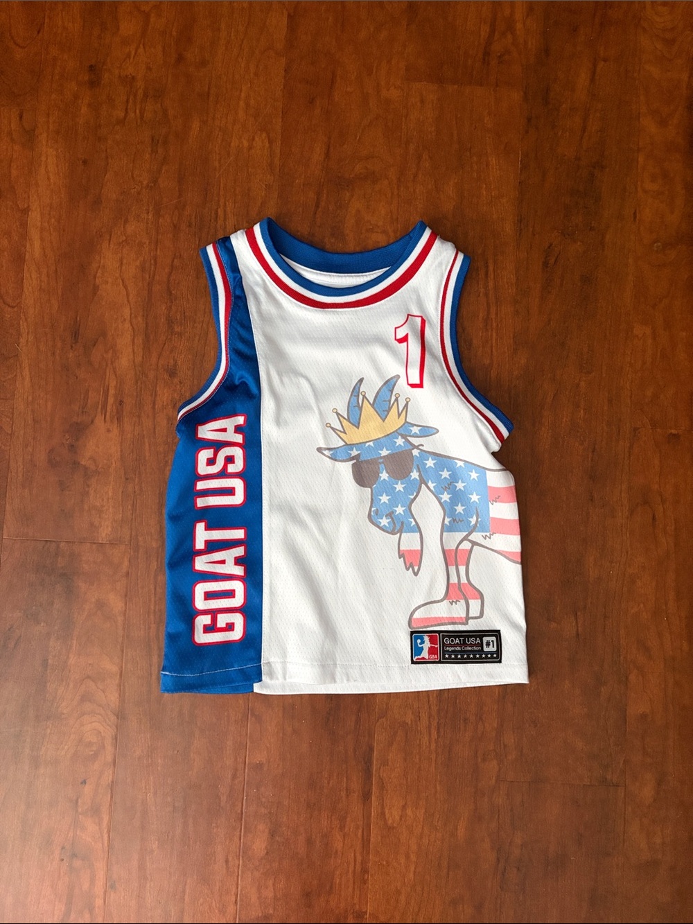 Goat USA Boys White & Blue Americana Tank Top Size Small